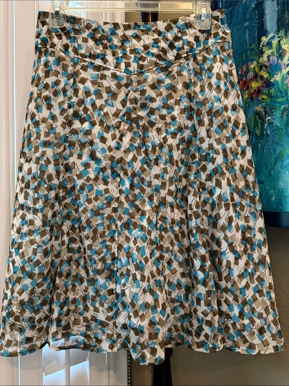 Allison Taylor Blue, Brown & White Circle Skirt